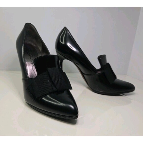 Lanvin Luxury Black Patent Leather Pump With Ribbon Details EU 37.5 NWOB - Picture 1 of 16